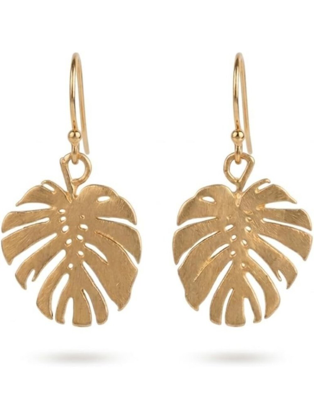 Lightweight Palm Leaf Dangle Earrings - Gold Botanical Jewelry, Nature-Inspired
